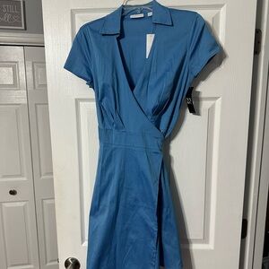 New York & Company Blue Midi Wrap Dress